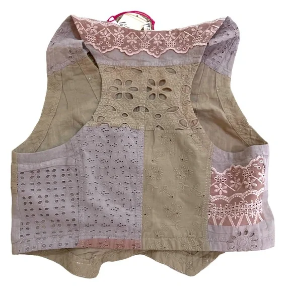 NWT Free People Sweet & Salty vest suit set. Patchwork. Cutwork. Textured Size 8 - Picture 8 of 14